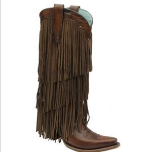Corral Sienna Tan Fringe Tall Top Western Boot